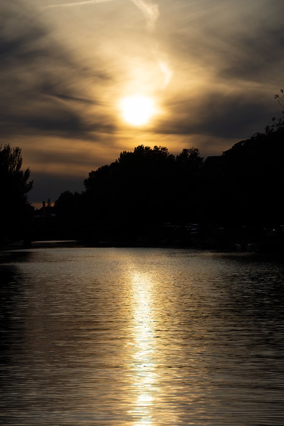 netherlands, amsterdam, dusk, sky, water, sunset, reflection HD wallpaper