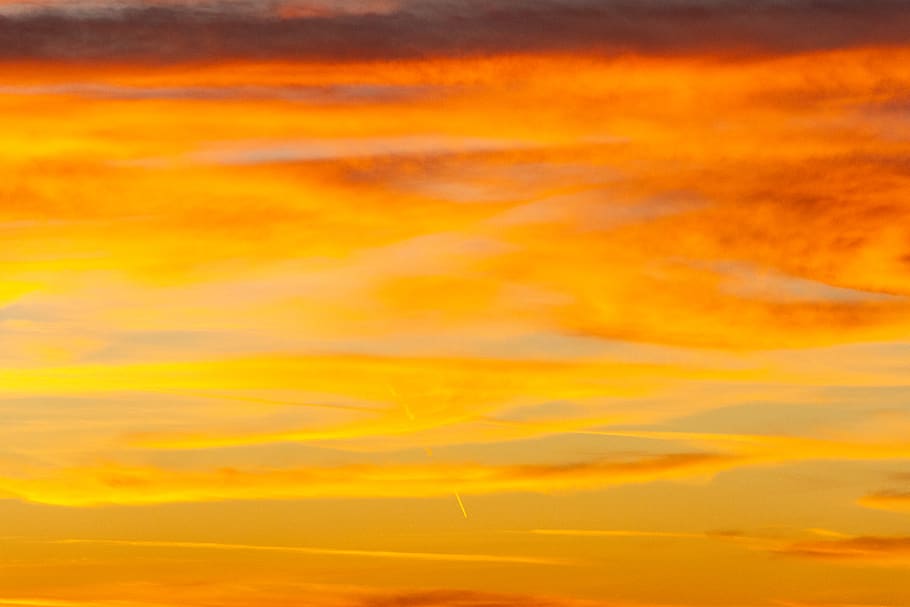 yellow and orange clouds, orange color, sunset, sky, cloud - sky HD wallpaper