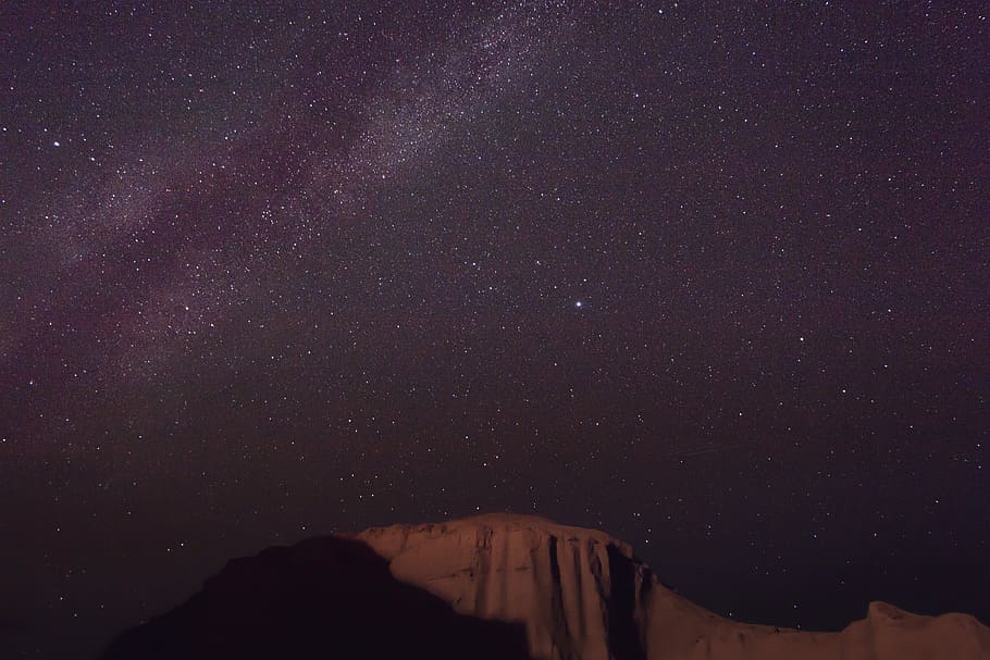 purple galaxy, nature, outdoors, mountain, night, iran, kerman HD wallpaper