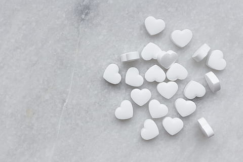 Heart foil confetti, background, love, red, valentine, valentine's day HD wallpaper