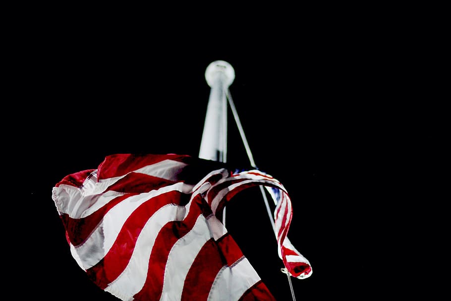 flagpole, american, red, stripes, black background, studio shot HD wallpaper