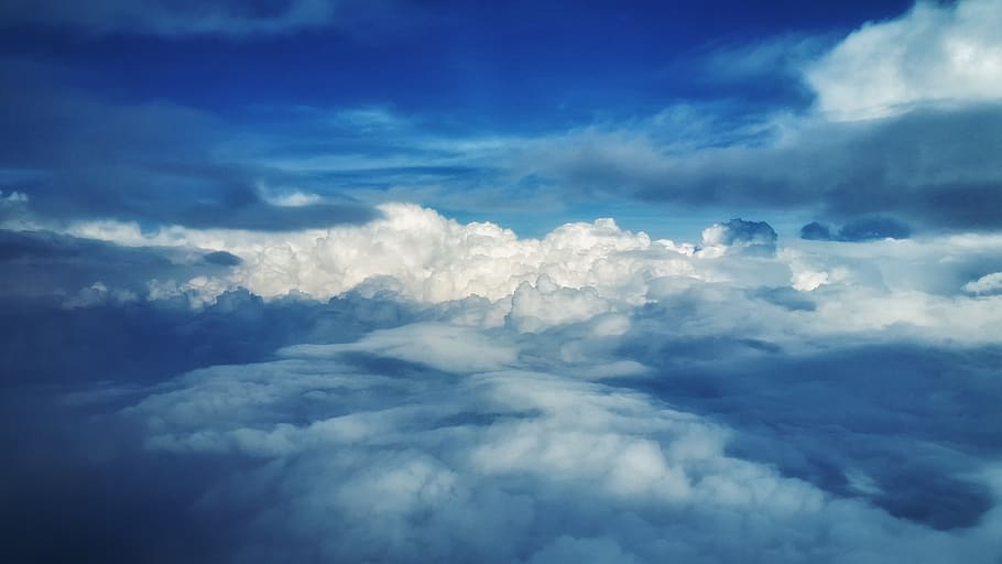 sky, clouds, flying, plane, cloud - sky, scenics - nature, beauty in nature HD wallpaper