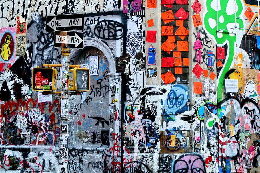 multicolored wall painting, graffiti, art, mural, new york, modern art