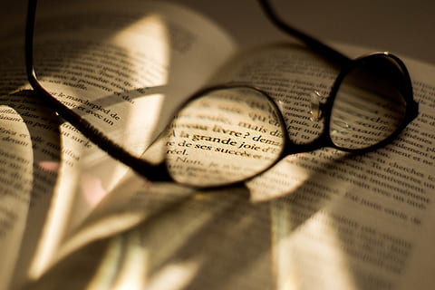 book, glasses, study, relax, sun ray, shadow, light, open book HD wallpaper