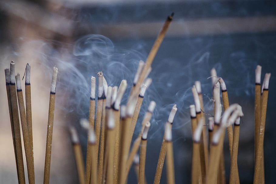 smoke - physical structure, incense, burning, place of worship HD wallpaper