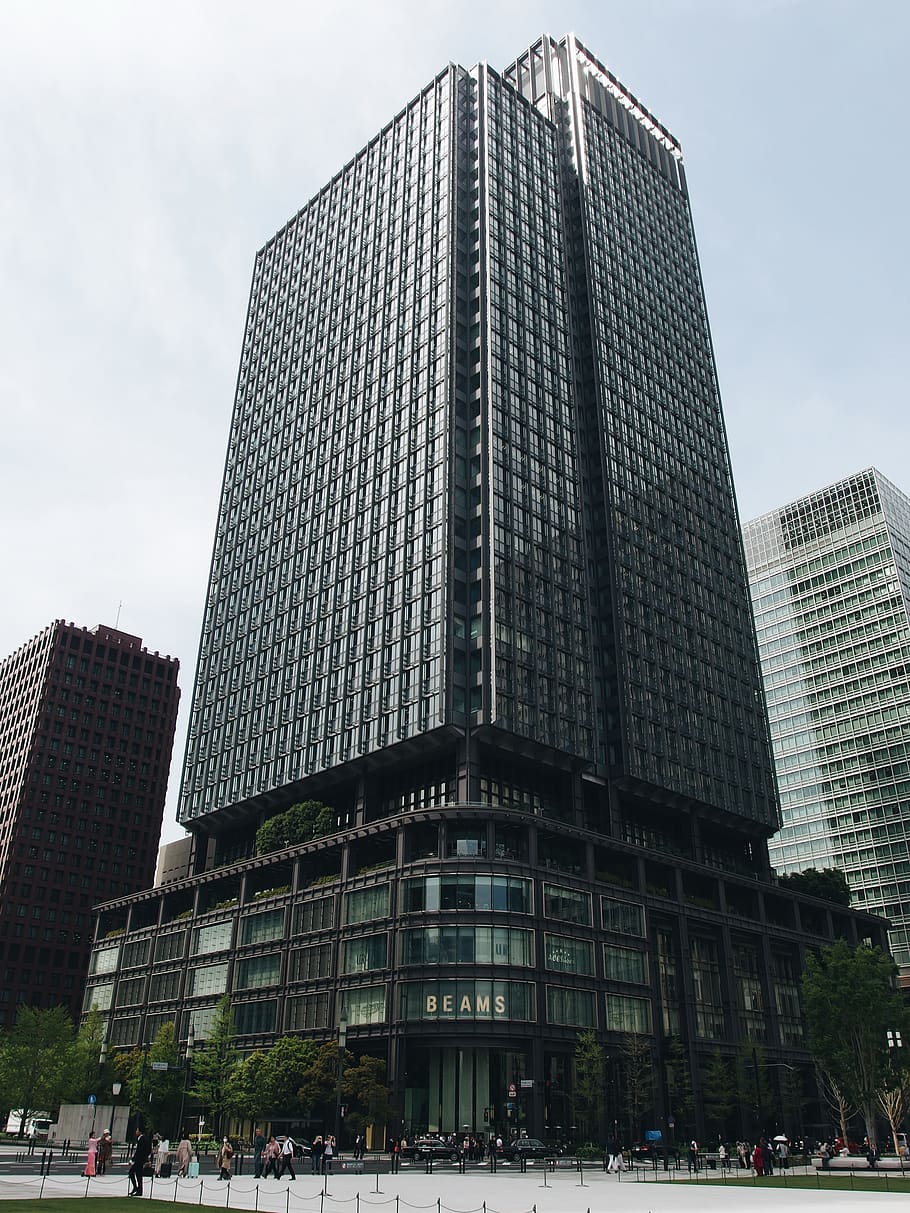 gray highrise building, office building, human, person, architecture HD wallpaper