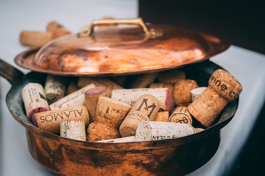 container of brown corks, food, food and drink, wine cork, indoors HD wallpaper