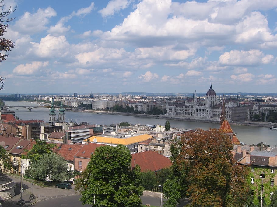 hungary, budapest, clouds, river, danube, parliament, architecture HD wallpaper