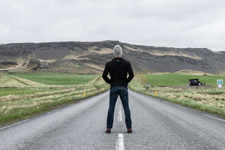 man standing on road, one person, transportation, full length HD wallpaper