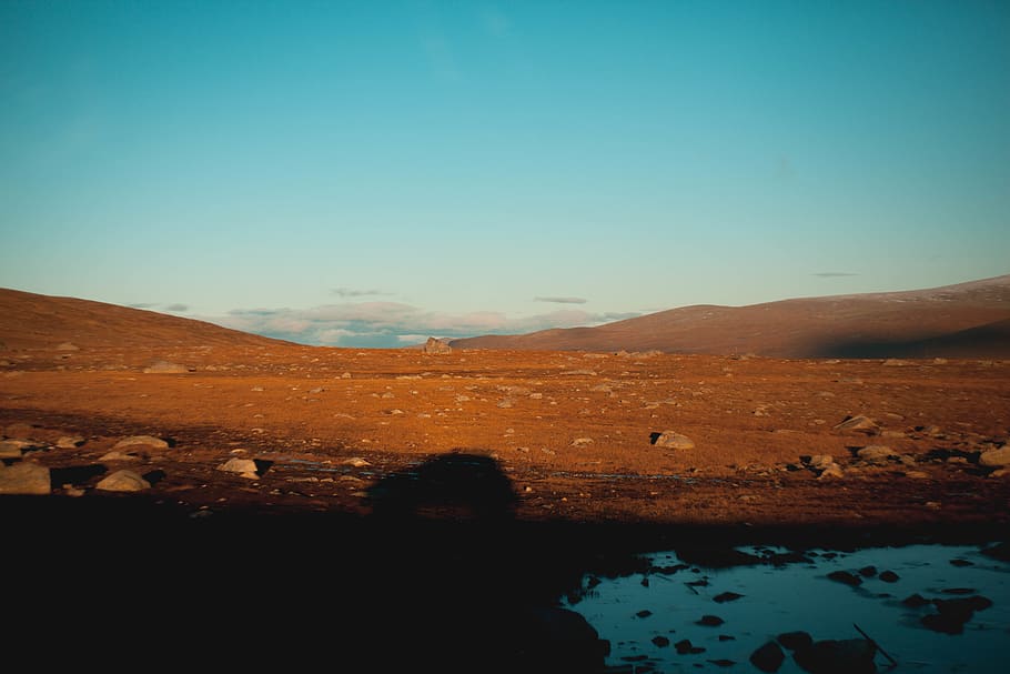 norway, valdresflye, nothingness, dry, lake, mountain, shadow HD wallpaper