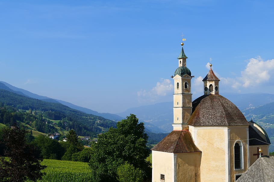 landscape, chapel, mountains, architecture, building exterior HD wallpaper