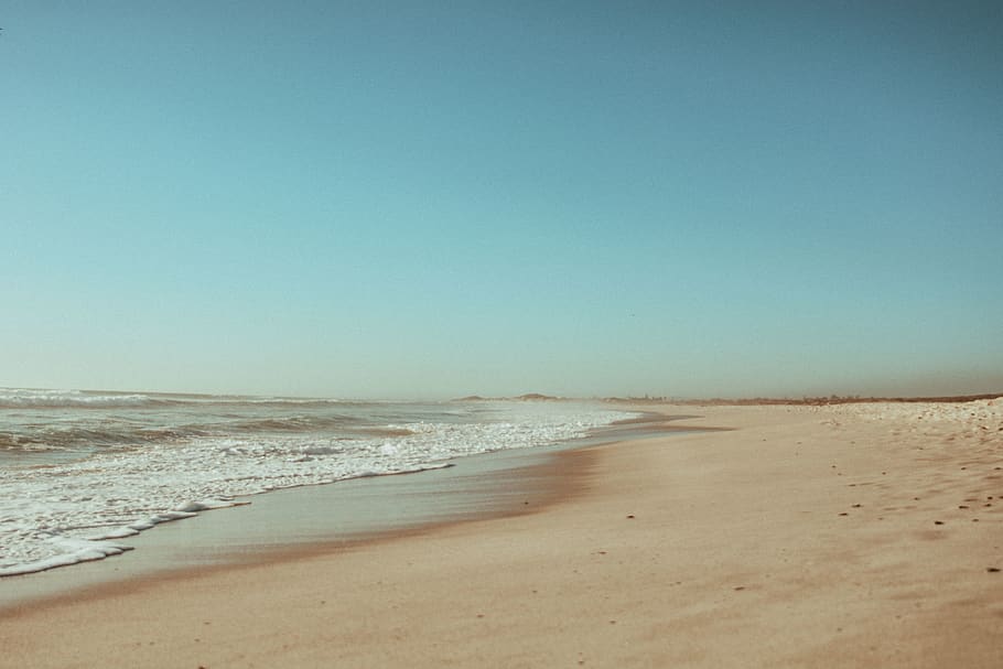 sea waves rippling on shore, land, beach, water, sky, sand, scenics - nature HD wallpaper