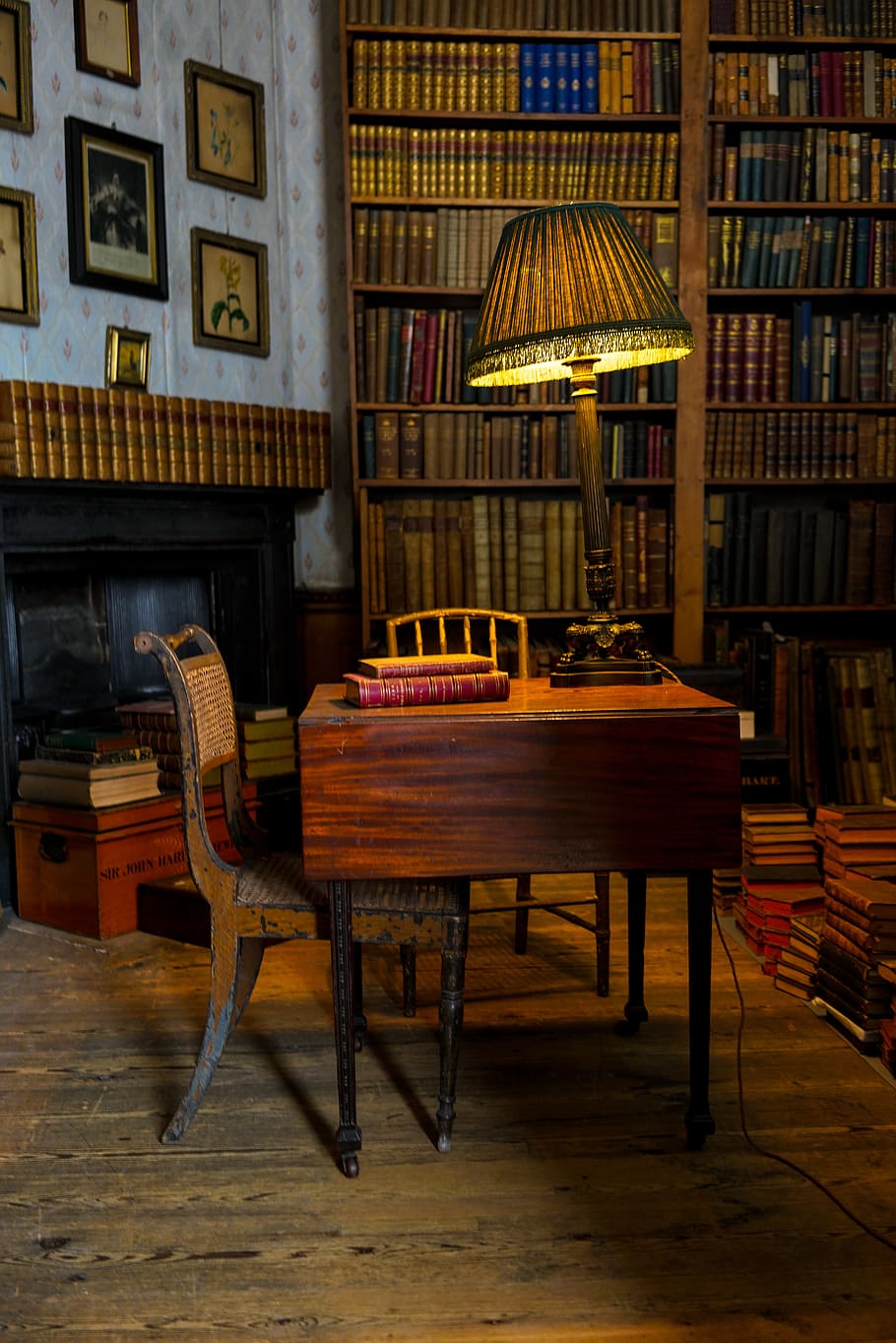 brown table lamp on brown table, publication, book, bookshelf HD wallpaper