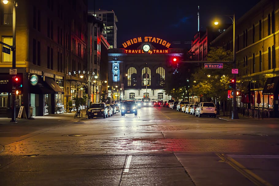 Online crop HD wallpaper denver, united states, union station, night