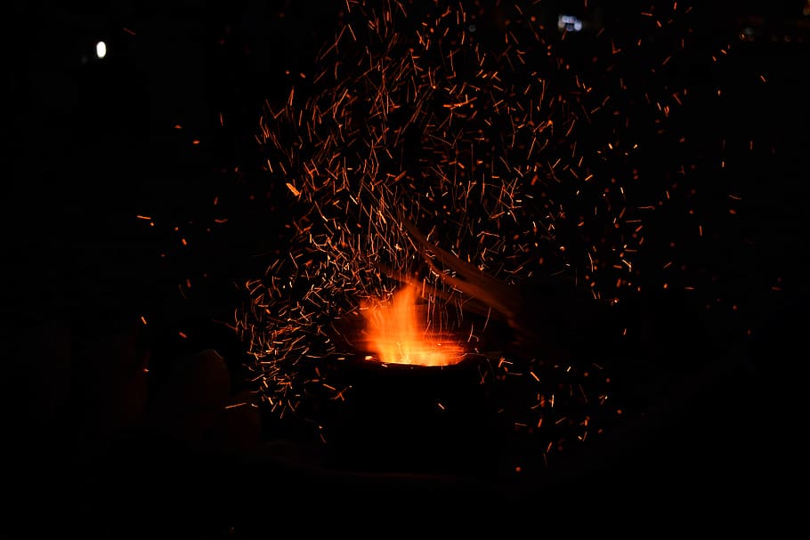 fire, flame, night, nikon, orange, bonfire, heat - temperature HD wallpaper