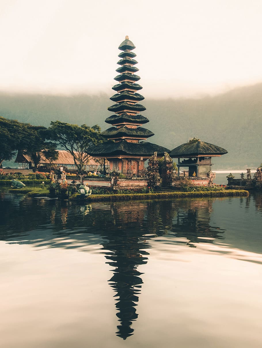temple beside body of water and trees, building, architecture HD wallpaper