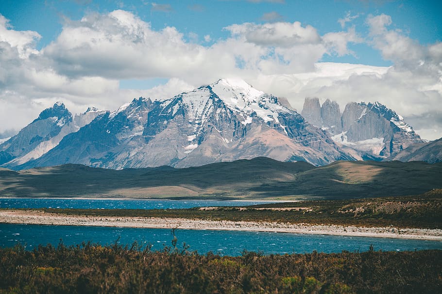 Body Of Water Near Mountain, chile, cold, daylight, landscape HD wallpaper