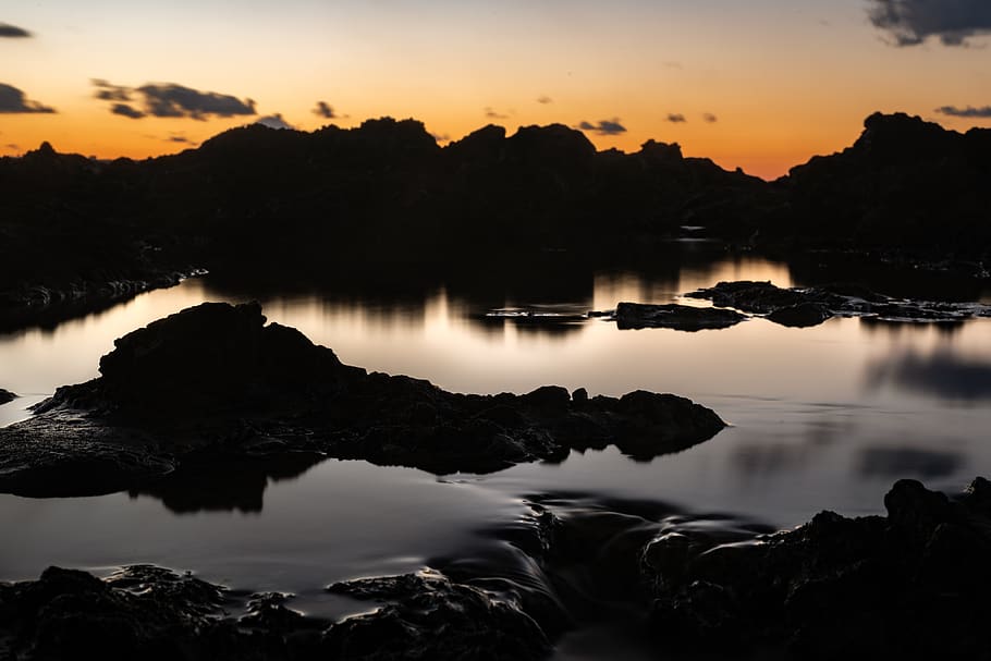sunset, mountains, landscape, nature, sunrise, sky, scenic HD wallpaper