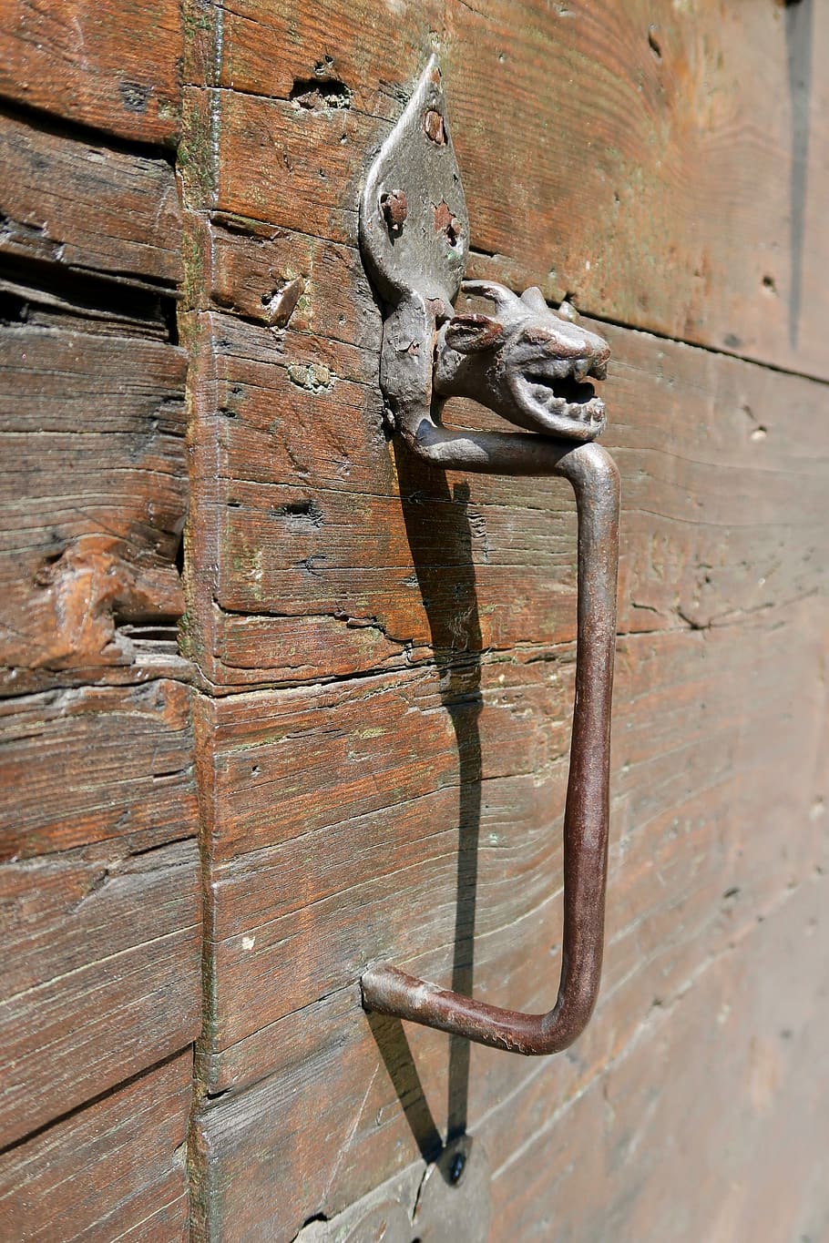 door handle, gate, input, old, metal handle, iron fog, antique, HD wallpaper