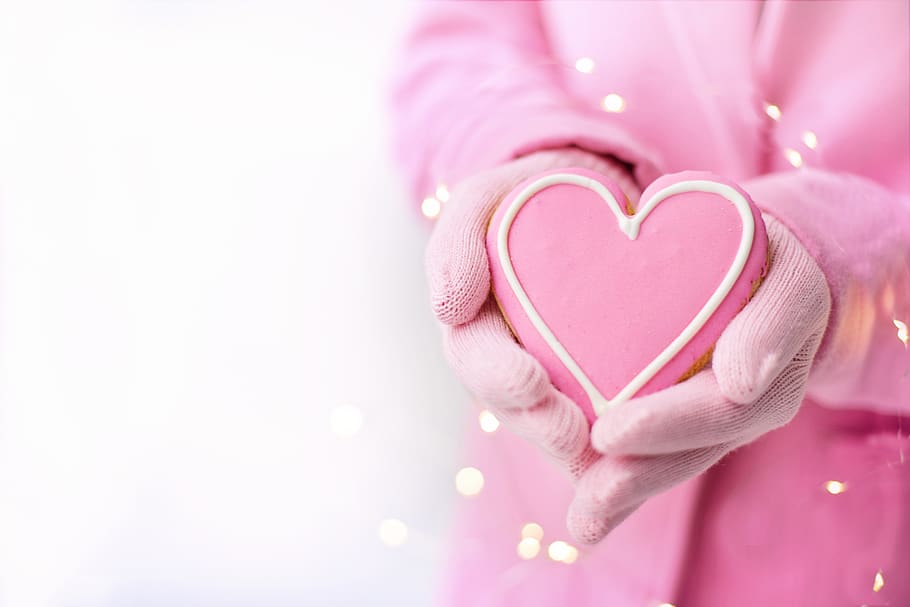valentine's day, heart, cookie, pink, love, romantic, romance, HD wallpaper