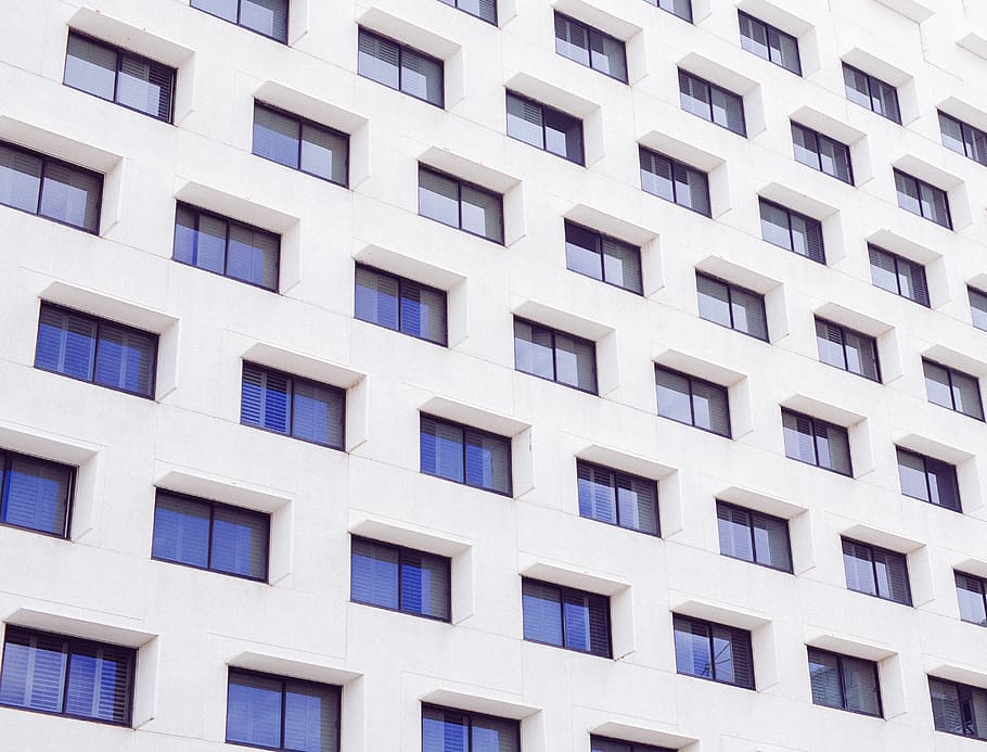 white concrete building, window, architecture, building exterior HD wallpaper
