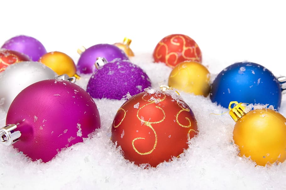 ball, snow, shine, isolated, wallpaper, decoration, fun, white HD wallpaper