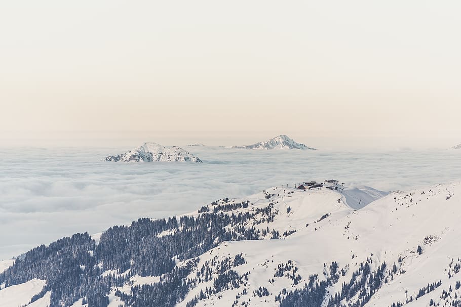 mountains, hills, cliffs, peaks, summit, clouds, sky, outdoors HD wallpaper