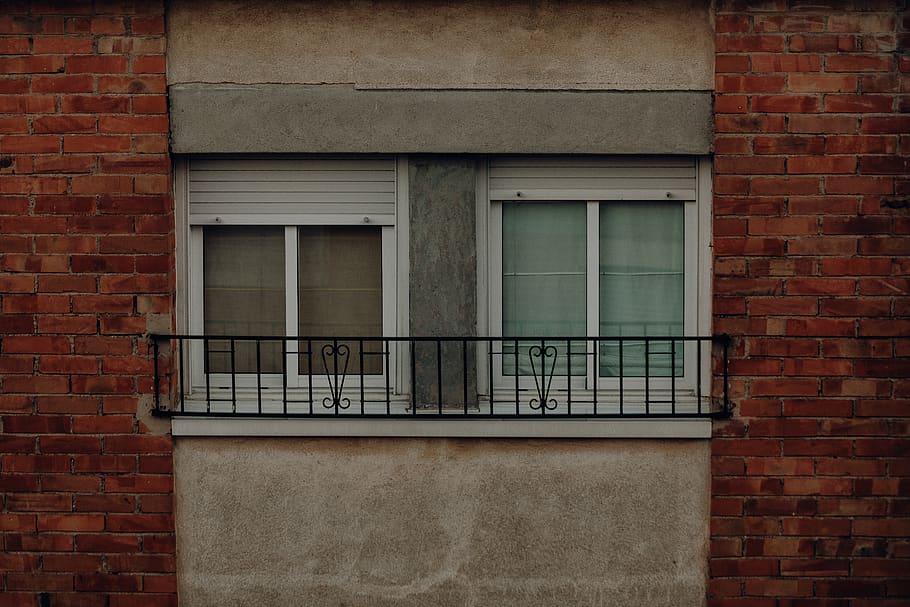 Two Closed Windows Between Walls, apartment, architectural design HD wallpaper