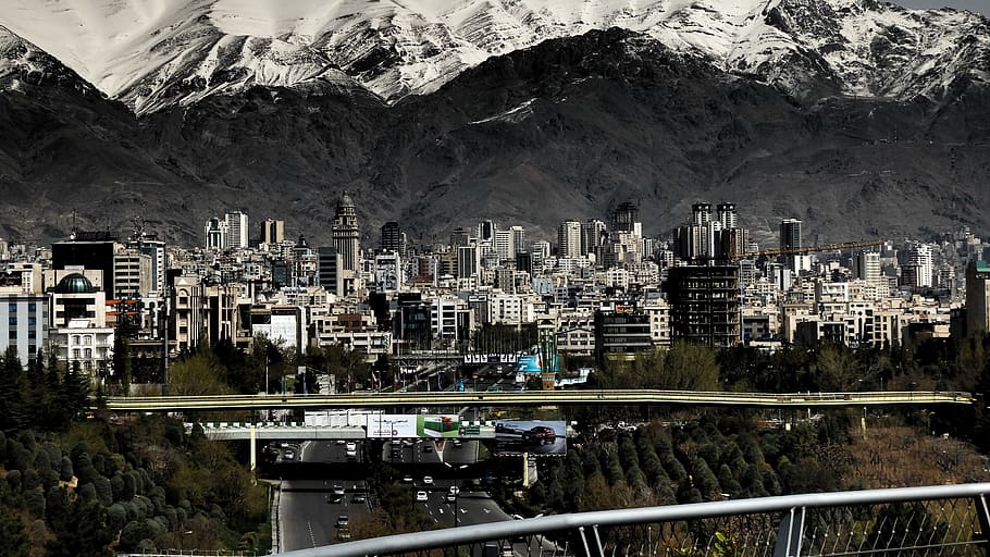 iran, tehran, tabiat bridge, تهران, city, buildings, پل طبیعت