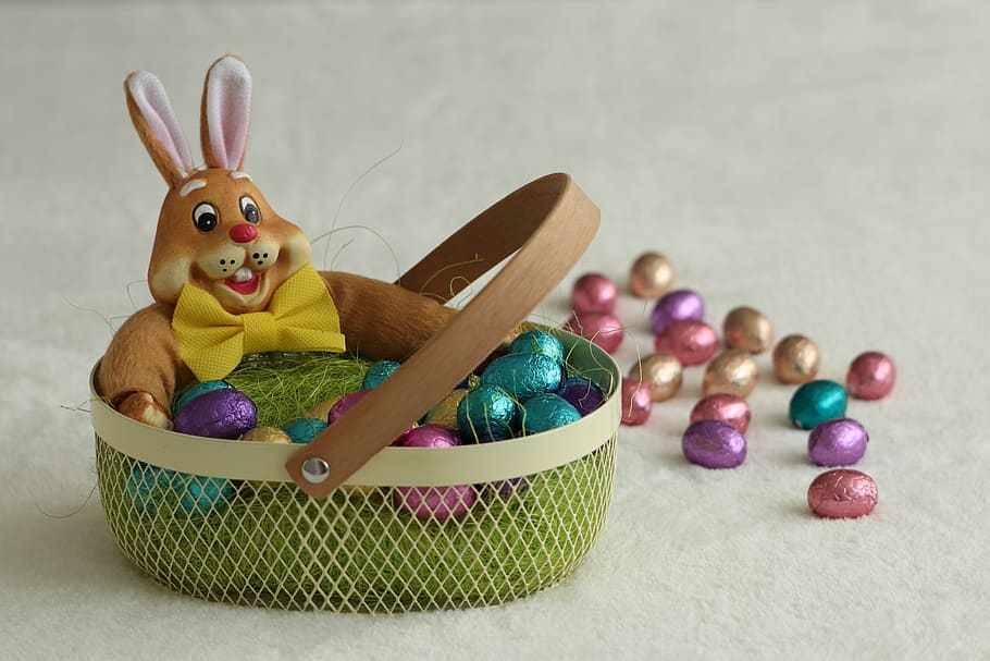 easter, easter decoration, eggs, easter bunny, haas, colorful HD wallpaper