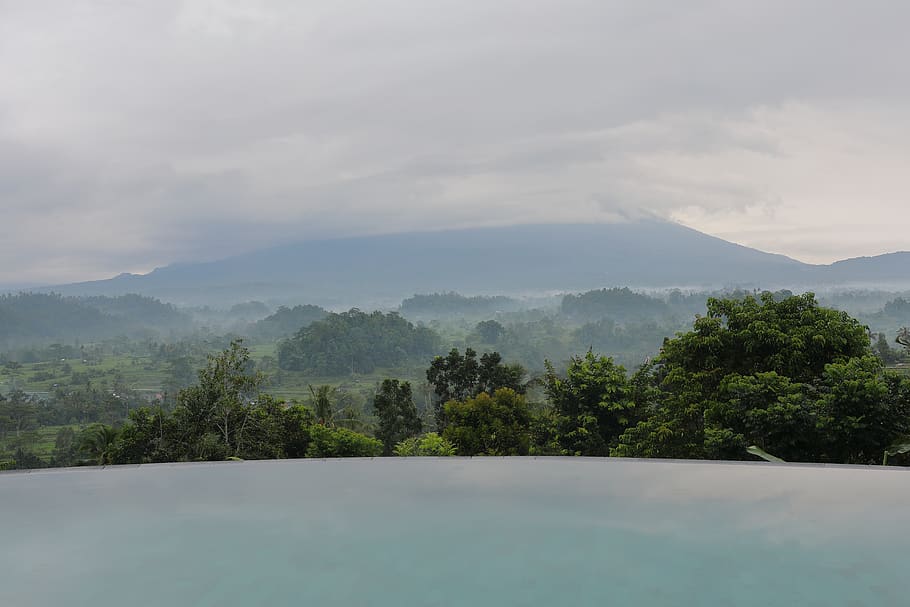 indonesia, sidemen, jungle, mount, agung, volcano, infinity HD wallpaper