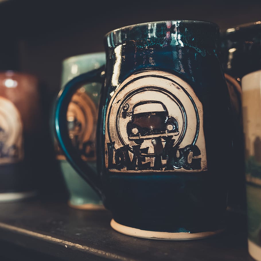 Blue and White Ceramic Mug, art, beetle, blur, bug, classic, close-up HD wallpaper
