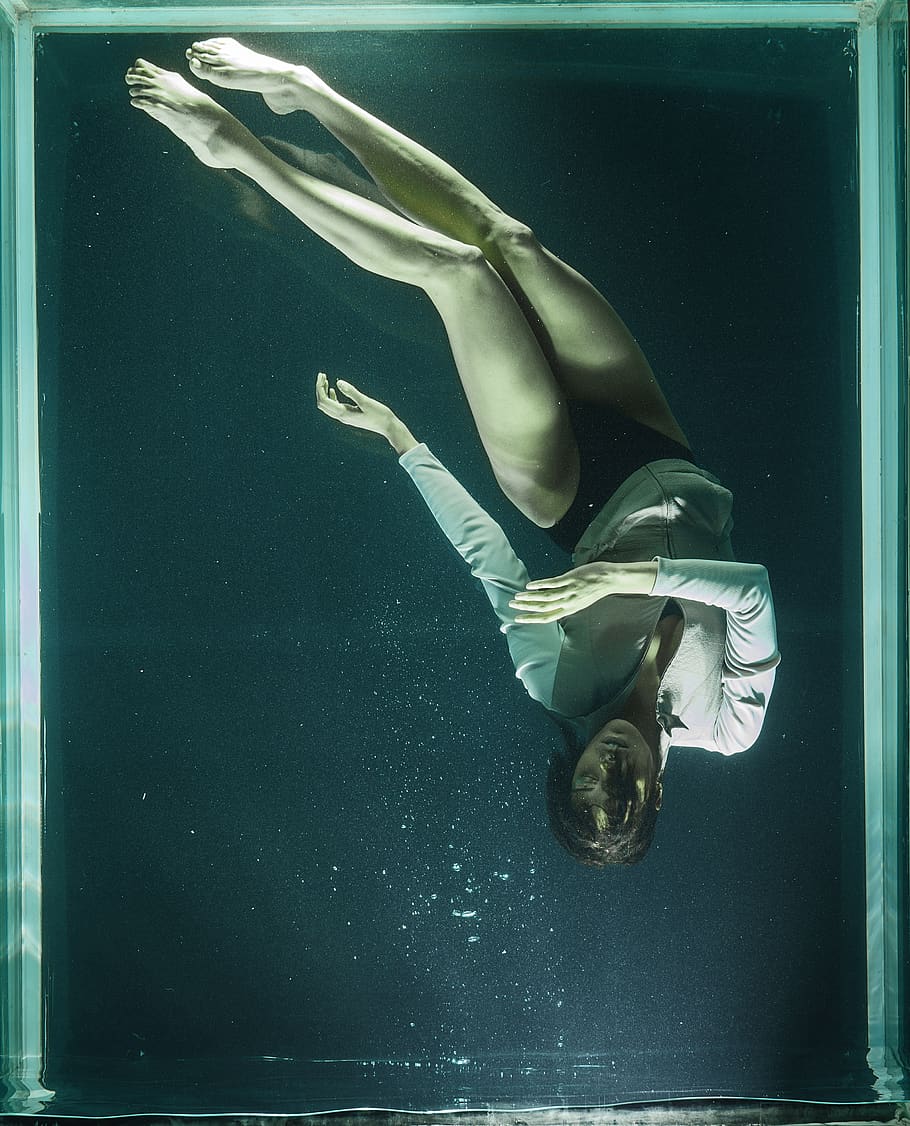 Photo of Woman Underwater, adult, breath, breathe, drowning, emotion, HD wallpaper