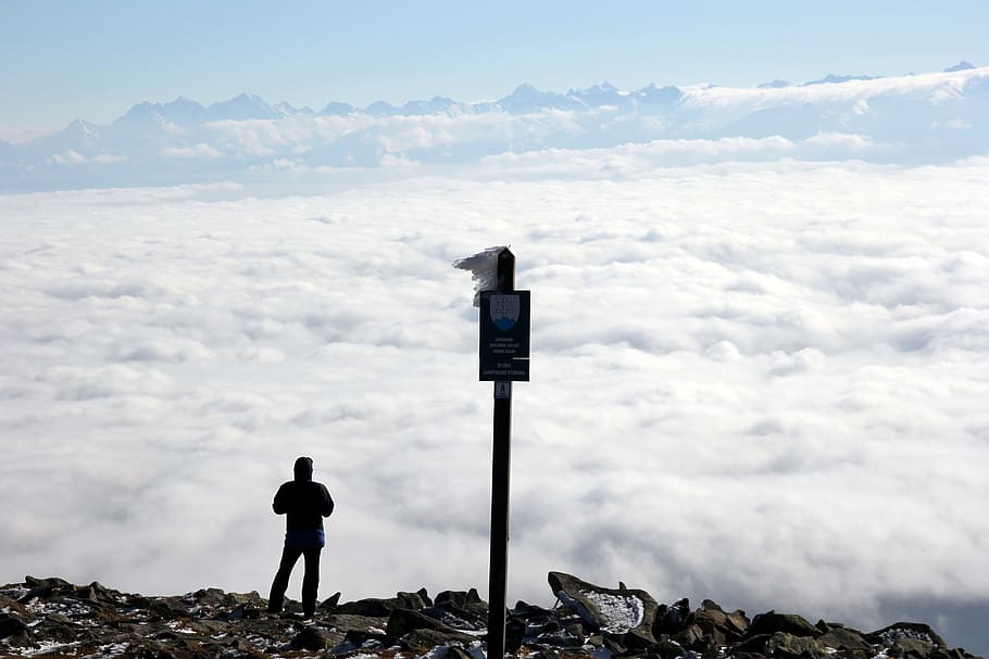 mountains, clouds, top, landscape, babia top, cloud - sky, real people HD wallpaper