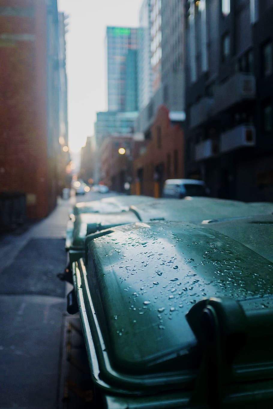 australia, melbourne, sunrise, architecture, laneway, bin, bokeh HD wallpaper