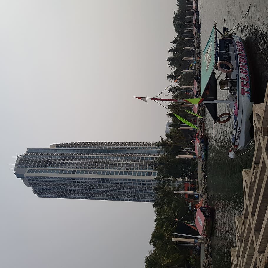 indonesia, jakarta, ancol beach, java sea, boat, tropical, seaside HD wallpaper