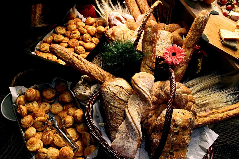 bread, food, muffins, bakery, wine, rico, kitchen, delicious HD wallpaper