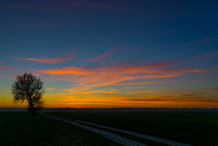 mood, sunset, sky, abendstimmung, dusk, landscape, afterglow HD wallpaper