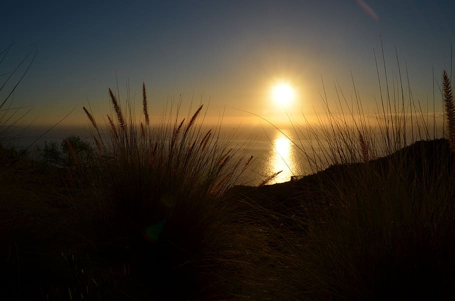 sunset, dawn, evening, dusk, landscape, sea, nature, water HD wallpaper