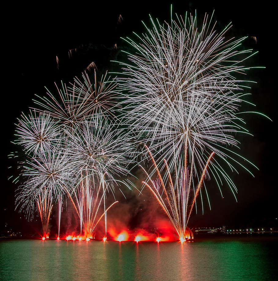 australia, canberra, firework, motion, firework display, illuminated HD wallpaper