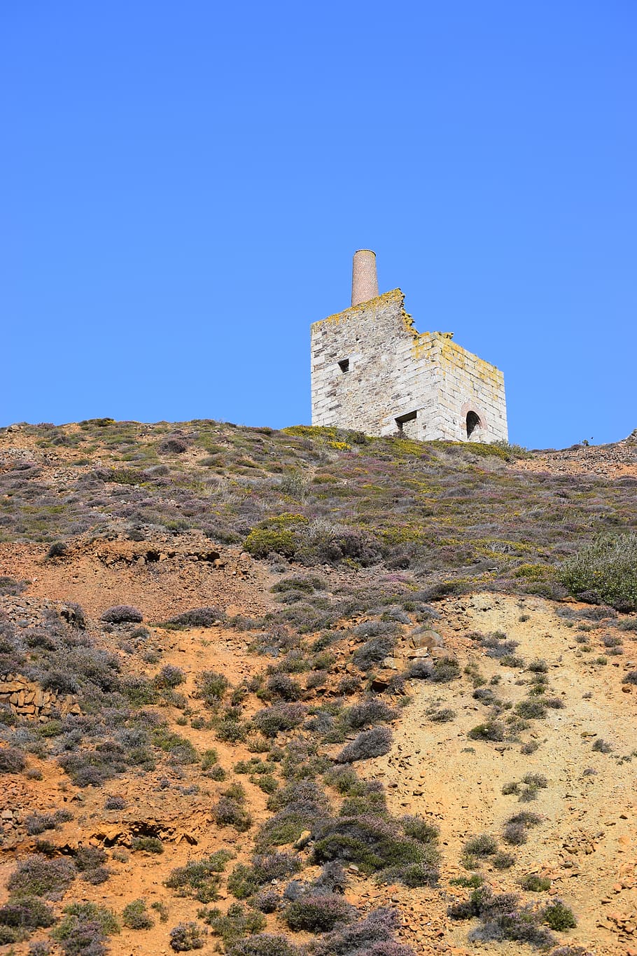tin mine, cornwall, heritage, ruin, industrial, landscape, historic HD wallpaper