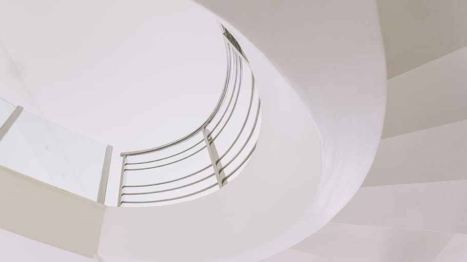 gray stairway railing, handrail, banister, grey, building, interior design HD wallpaper