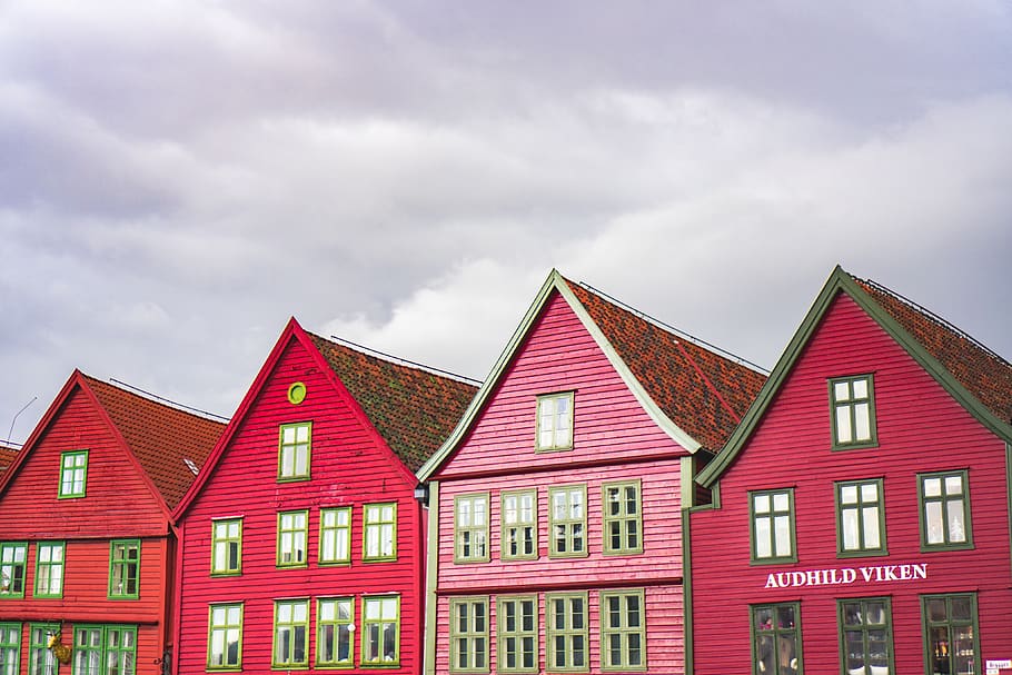 norway, bergen, architecture, cloud - sky, building exterior, HD wallpaper