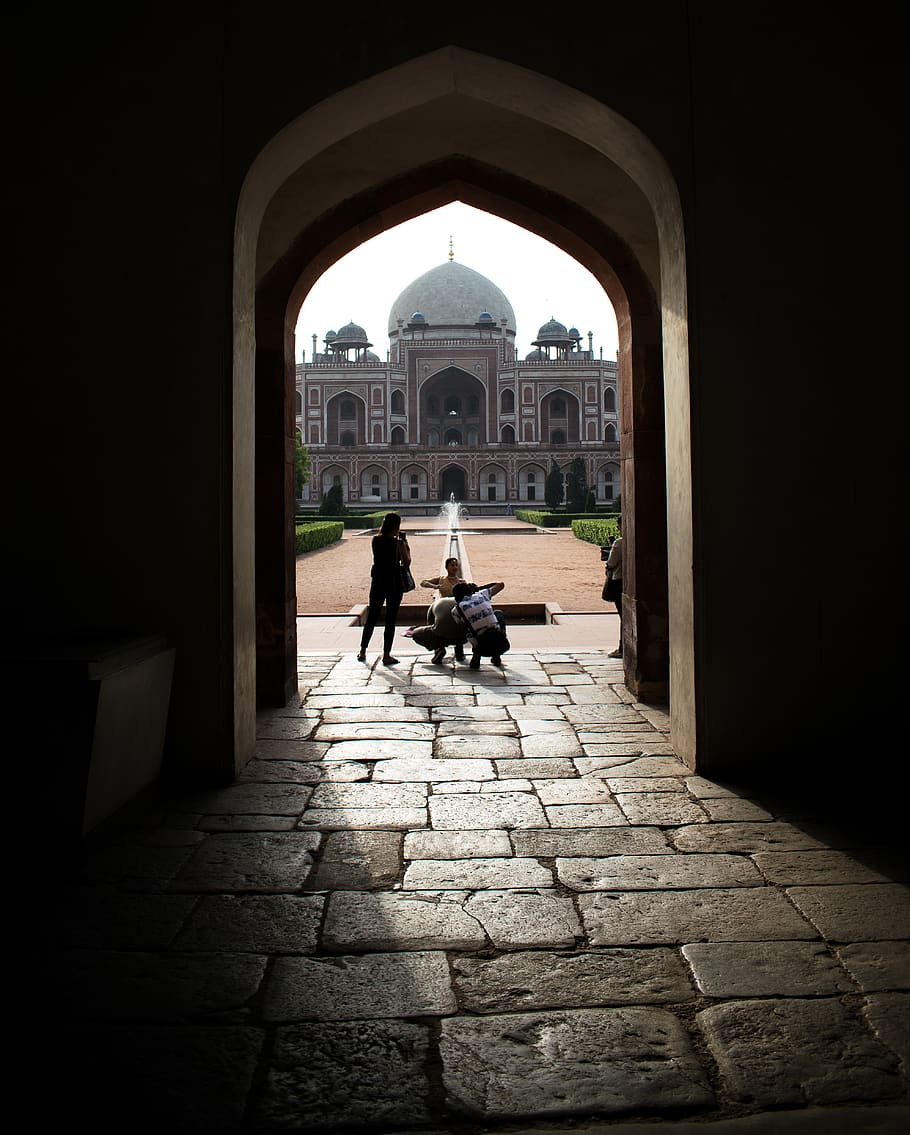 architecture, shadow, light, gate, tomb, delhi, built structure HD wallpaper