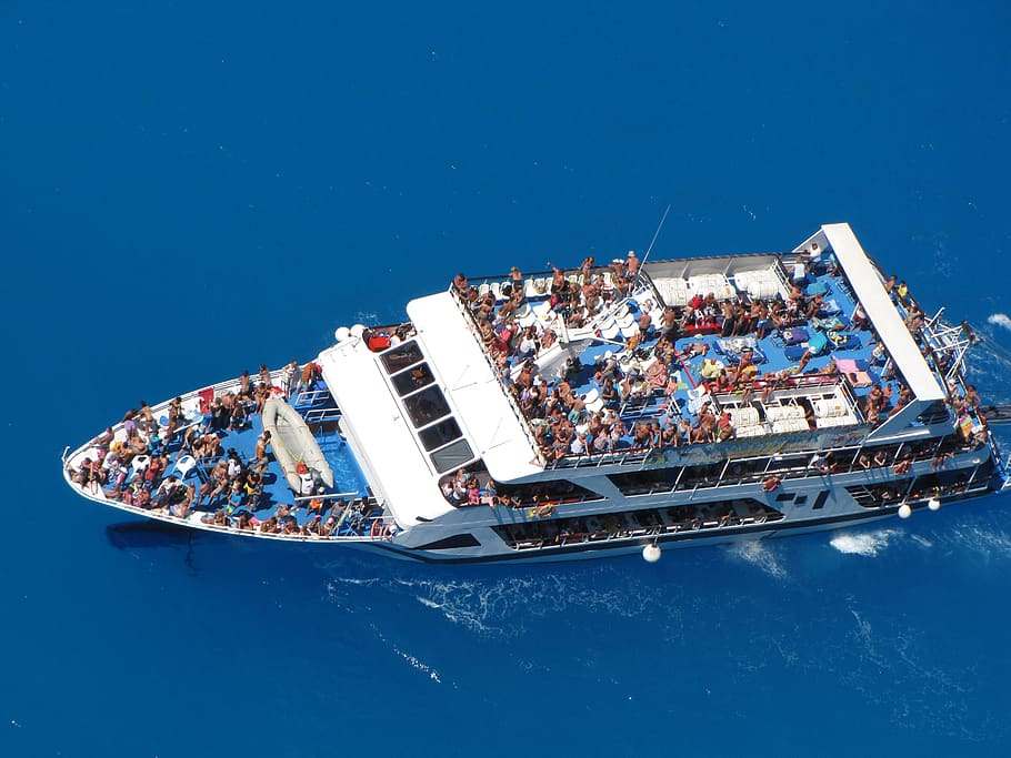 greece, zakynthos, nautical vessel, blue, water, transportation HD wallpaper