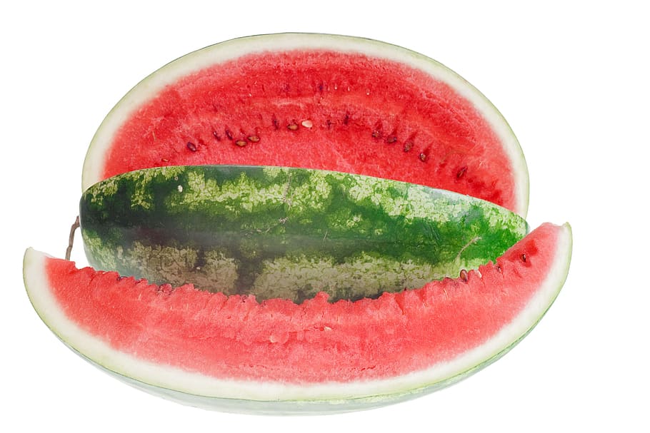watermelon, slice, isolated, white, sweetfood, red, diet, studio HD wallpaper