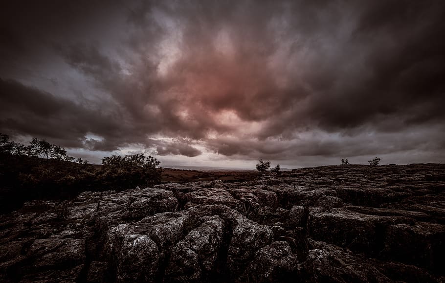 Gray Terrain and Sky Wallpaper, arid, clouds, cloudy, dark, dawn HD wallpaper