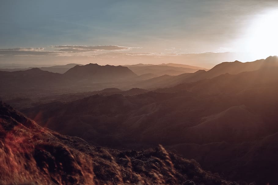 Brown Mountain, aerial, bright, clouds, dawn, daylight, dji, drone HD wallpaper