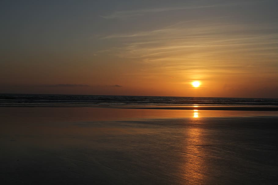 india, goa, sky, sunset, water, scenics - nature, sea, beauty in nature HD wallpaper