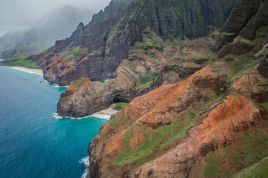 napali coast, kauai, hawaii, nature, water, beauty in nature, HD wallpaper